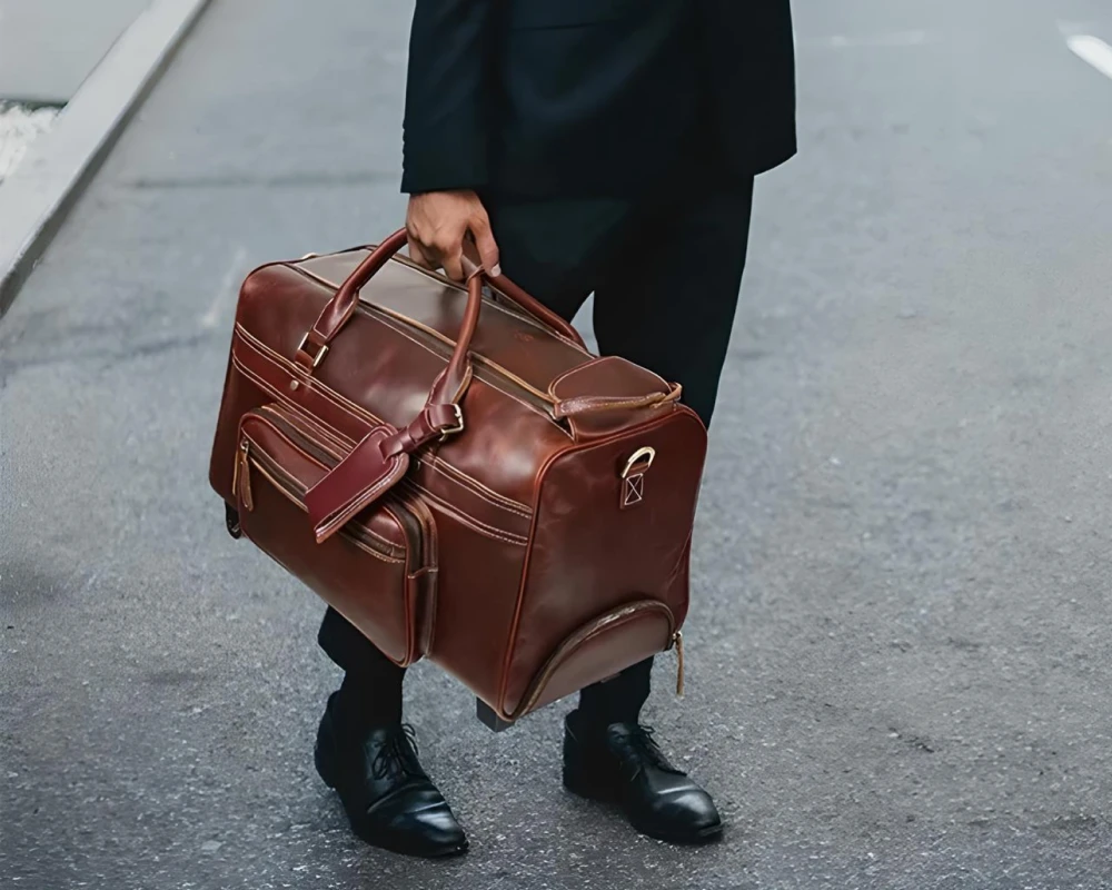mens carry on luggage leather